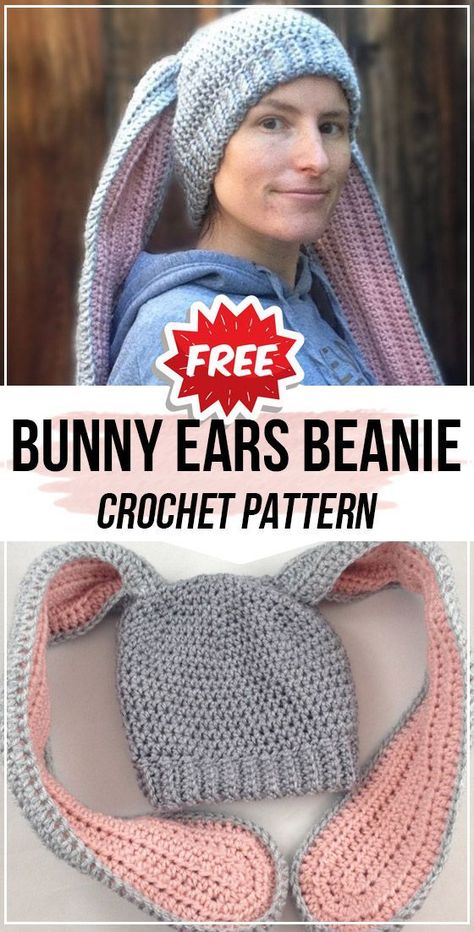 Crochet Floppy Bunny, Waffle Stitch Beanie, Bunny Ears Beanie, Bunny Hat Crochet, Floppy Bunny Ears, Beanie Diy, Beanie Free Crochet Pattern, Bunny Beanie, Floppy Bunny