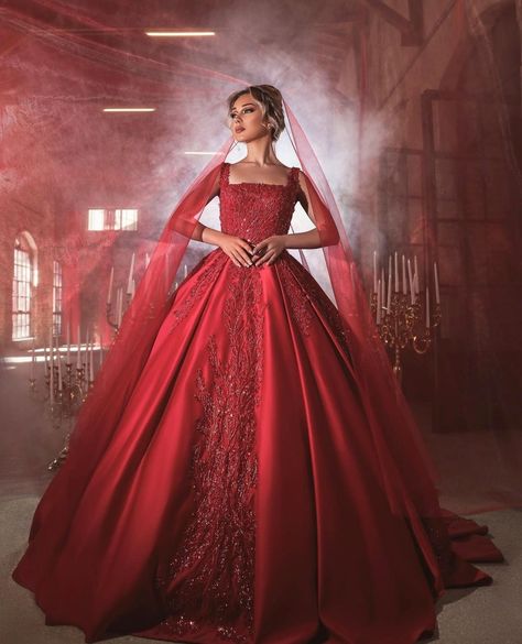 Wedding dresses/ball gown/fashion outfits 😍 Satin Wedding Ball Gown, Wedding Ball Gown, Gown Designs, Satin Ball Gown, Red Gown, Muslim Bride, Red Gowns, Red Dresses, Satin Wedding