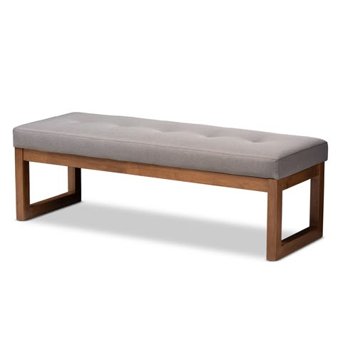 Baxton Studio Caramay Modern and Contemporary Upholstered Wood Bedroom Bench Gray Bedroom Bench Modern, Bench Rest, Grey Benches, Padded Bench, Contemporary Bench, Tufted Bench, Living Room Bench, Bedroom Bench, Contemporary Fabric