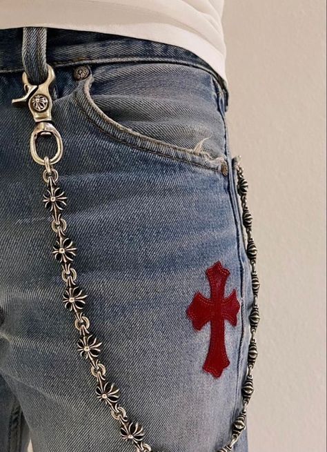 Chrome Hearts Chain, Chrome Hearts Jewelry, Jeans Chain, Wallet Chains, Pant Chains, Y2k Accessories, Mens Outfit Inspiration, Dope Jewelry, Jewelry Lookbook