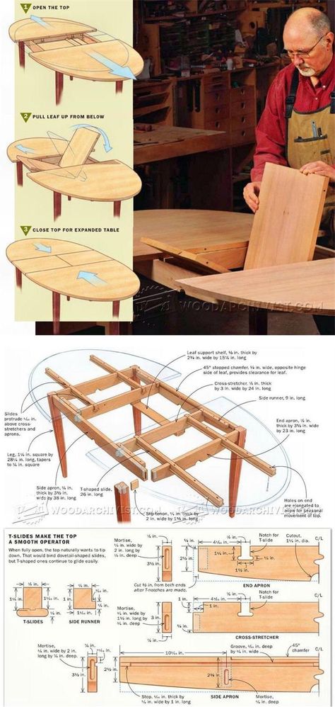 Expanding Table Plans - Furniture Plans and Projects | WoodArchivist.com Expanding Table, Build A Table, Router Jig, Woodworking Art, Woodworking Logo, Woodworking Furniture Plans, Woodworking Patterns, Simple Furniture, Woodworking Projects Plans