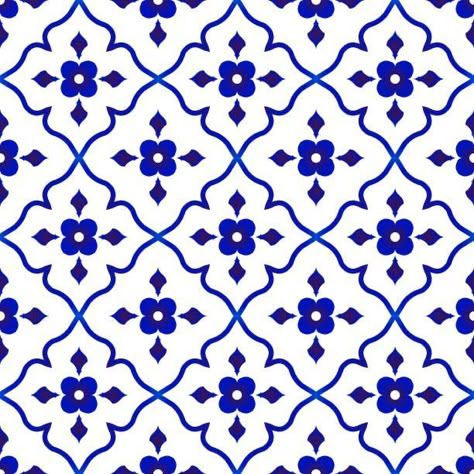 Laundry Room Floor Plans, Laundry Room Floor Tile, Blue Pottery Designs, Laundry Room Floor, Flower Tile Pattern, Morocco Pattern, Laces Design, Floor Tile Ideas, Floor Makeover