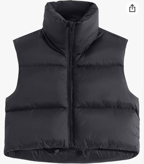 - Lightweight padded cropped vest woth high collar - More colors available Padded Vest, Amazon Favorites, Black Puffer Vest, Cropped Vest, Casual Vest, Black Puffer, Black Vest, Sleeveless Jacket, Vest Fashion