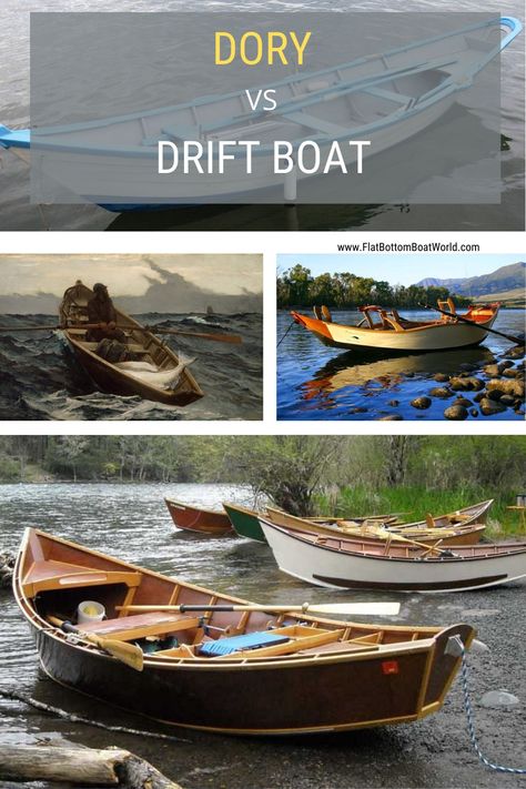 Which is better a dory or a drift boat? Pros and cons of dory and drift boat. #battleoftheboats #driftboat #dory #doryboat Drift Boat Plans, Dory Boat, Flat Bottom Boats, Flats Boat, Boat Accessories, Boat Plans, Beach Crafts, Wooden Boats, Fishing Boats