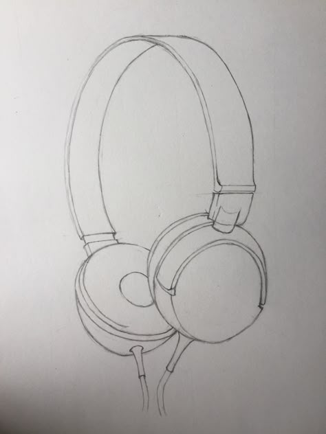 Tried headphones sketch. Sketch Of Headphones, Headphone Sketch Drawings, How To Draw Headphones On Head, Airpods Sketch, Headphones Drawing Reference, Drawing Of Headphones, Headphones Aesthetic Drawing, Headphones Tattoo Design, With Headphones Aesthetic