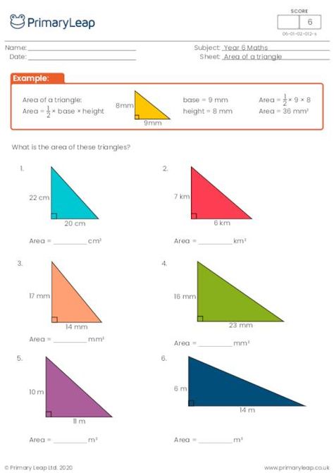 Area Of A Triangle Worksheet, Area Of Triangles Worksheet, Area Of Triangles, Area Of A Triangle, Year 6 Maths, Converting Metric Units, Triangles Activities, Math Division Worksheets, Worksheet Math