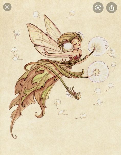 Fairy Watercolor, Creature Fantasy, Faery Art, Dandelion Art, Fairy Drawings, Fairy Tale Illustration, Art Mignon, Fairytale Art, Art Et Illustration