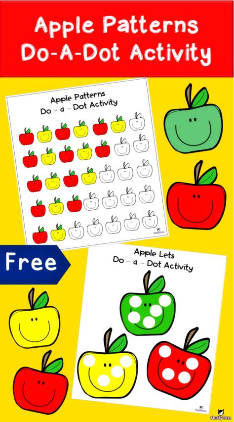 Apple Pattern Do-a-Dot Activity Apple Patterns Preschool, Apple Pattern Printable, Montessori Works, Farm Week, Math Worksheets For Kids, Preschool Patterns, Preschool Spanish, September Activities, Ab Patterns