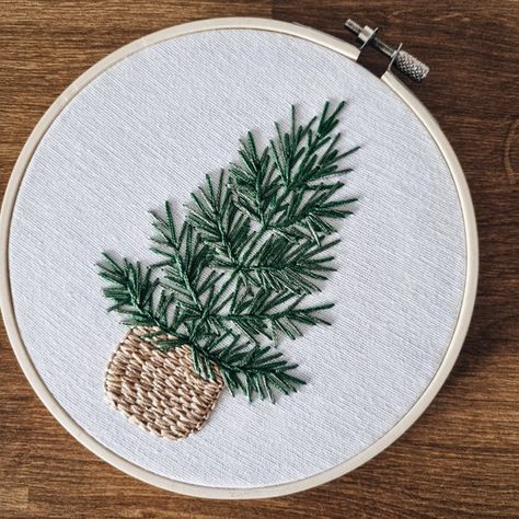 Christmas tree hand embroidery PDF pattern botanical embroid | Inspire Uplift Christmas Hand Embroidery, Embroidered Christmas Ornaments, Christmas Tree Embroidery, Embroidery Ornaments, Winter Embroidery, Holiday Embroidery, Christmas Embroidery Patterns, Basic Stitches, Christmas Embroidery Designs