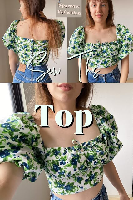 Diy Sewing Tops For Women, Crop Top Drawing Reference, Sewing Top Ideas, Free Top Pattern, Diy Bustier Top, Remake Clothes Refashioning, Cute Top Pattern, Crop Top Pattern Sewing, Diy Tops For Women