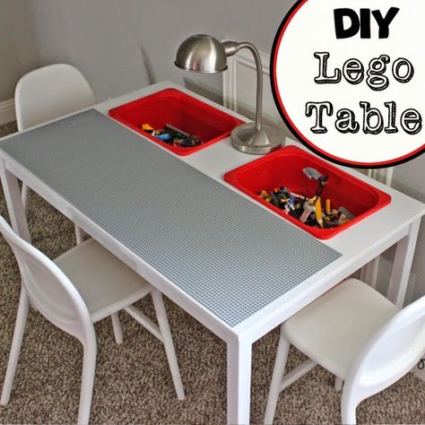 Lego Tables Diy, Ikea Lego Table Hack, Lego Table For Older Kids, Kids Lego Table, Table Lego Diy, Ikea Lego Table, Lego Play Table, Lego Tables, Diy Lego Table