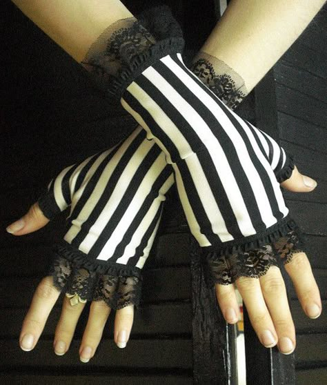 black/white striped gloves | Black & White Vertical 1/4" Stripe Burlesque Gloves | Flickr - Photo ... Black And White Harlequin Costume, Clowncore Black And White, Black And White Clown Outfit, Clown Gloves, Burlesque Gloves, Black And White Striped Outfit, Black And White Gloves, Black White Clothes, Black And White Clothing