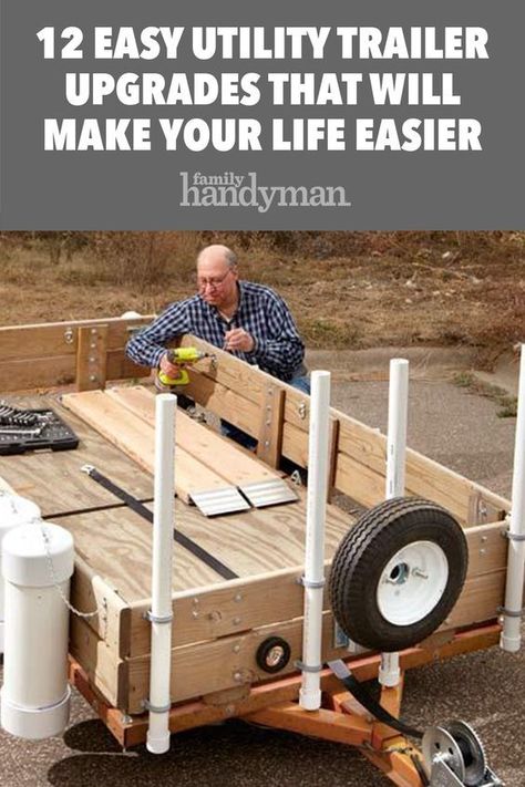 Homemade Utility Trailer, Utility Trailer Rebuild, Camping Gear Trailer Diy, Trailer Ideas Utility, Garden Trailer Ideas, Lawn Care Trailer Setup Diy, Trailer Sides Ideas, Custom Utility Trailer, Utility Trailer Storage Ideas