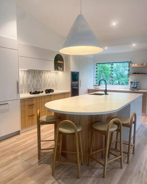 62 Kitchen Island Ideas You'll Want to Copy 4 Chair Kitchen Island, Island Kitchen Bench, Kitchen Island Extended Table, Kitchen Island With Breakfast Table, Kitchen With Pole In Island, Half Circle Kitchen Island, Added Kitchen Island, 8’ Kitchen Island, Island Seating Dimensions