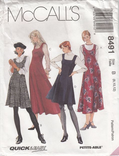 McCalls 8491 Jumper Princess Seams Square Neck by CedarSewing Mccalls Patterns Vintage, Simplicity Patterns Dresses, Jumper Patterns, Vintage Dress Patterns, Mccalls Sewing Patterns, Miss Dress, Womens Sewing Patterns, Loose Fitting Dresses, Easy Sewing Patterns