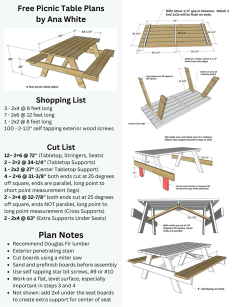 6 Ft Picnic Table Plans, Free Pallet Project Plans, Diy Picnic Table Easy, Diy Floor Table, Table Building Plans, Octagon Picnic Table Plans, Kids Picnic Table Plans, Farmhouse Picnic Table, Picnic Table Woodworking Plans