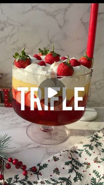 Lou Robbie on Instagram: "❤️Double tap if you love a TRIFLE! Follow @littleloucooks for more delicious recipes.   Trifle and jelly is my childhood Christmas dessert/pudding. My mum made it every year and still makes it. 🥰 I always wanted a massive trifle bowl and bought one this year! I love it.   It makes an impressive pudding - I just hope I can fit it in my fridge for the big day. 🤞  You can make a similar trifle in smaller bowls if you wish.   Cheats Massive Trifle - 10 portions  3 packs strawberry or raspberry jelly (135g pack) 300g premade sponge trifle - shop bought 800ml cooked cold custard (I bought the fresh custard made with cream) 500ml fresh cream  1 punnet fresh raspberries, 250g 1 punnet fresh strawberries, 250g **a drop of sherry for the trifle optional   Step 1: The mass Cranberry Trifle Desserts, British Trifle Recipe, Trifle With Jelly, Classic Trifle, Jelly Trifle, Trifle Bowl Desserts, Angel Food Trifle, Fruit Trifle Recipes, Sherry Trifle