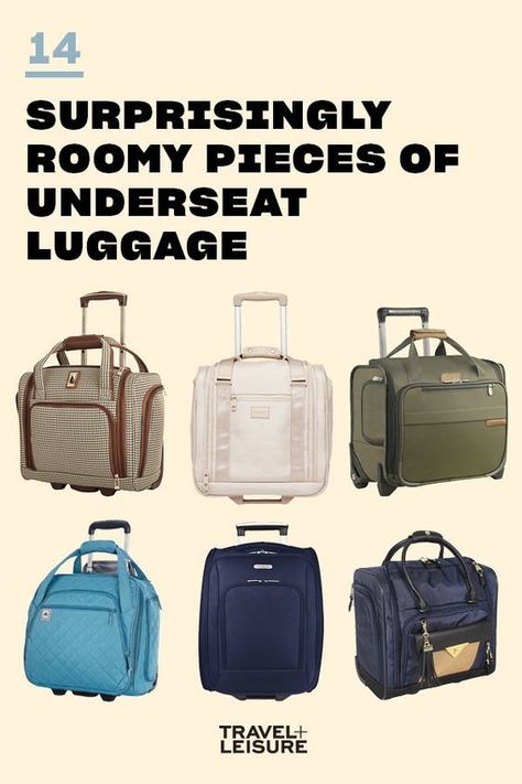 If you are wanting the perfect underseat carry-on bag you will want to click and see Travel + Leisure's list of 14 roomy under seat carry on luggage. #Travel #TravelLuggae #CarryOn #CarryOnLuggage #PackingTips | Travel + Leisure How To Pack A Carry On For A Weekend, Carry On Luggage Bags, Best International Carry On Luggage, Carryon Bags For Women, Best Carryon Bag For Women, Best Luggage For International Travel, Best Carry On Luggage For Women, Best Carry On Bag For Women, International Carry On Luggage