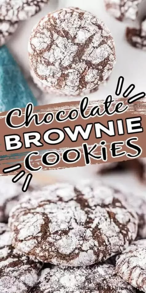 Brownie Cookies With Brownie Mix Boxes, Desserts With Brownie Mix Easy, Santa Treats, Powdered Sugar Cookies, Brownie Mix Recipes, Cookies Monster, Brownie Mix Cookies, Chocolate Crinkle, Chocolate Brownie Cookies