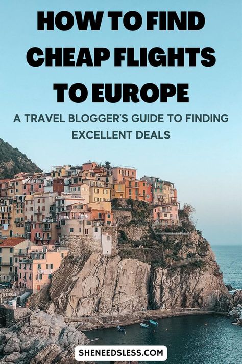 image of cinque terre italy with text overlay how to find cheap flights to europe Flying To Italy, Cheap Flights How To Find, Budget Europe Travel, Plan A Trip To Italy, Flight Hacks, Cheap Flights To Europe, Cheap International Flights, Travel Europe Cheap, Portugal Beach