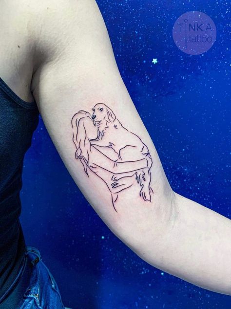 tattoo goldenretriever armtattoo dogtattooideas tinkatattoos Dog Lovers Tattoo For Women, Small Dog Tattoos Golden Retriever, Dog And Nature Tattoo, Dog Best Friend Tattoo, Dog And Girl Tattoo, Dog Lover Tattoo For Women, Girl And Dog Tattoo, Pet Lover Tattoo, Golden Retriever Tattoo Minimalist