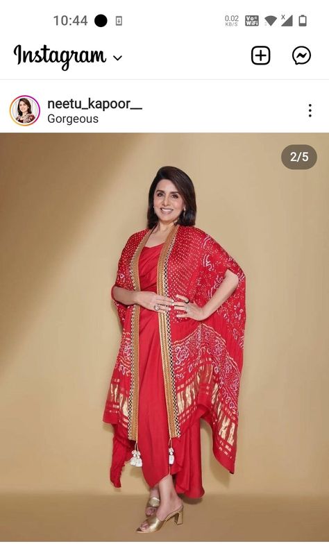 Neetu Singh Outfits, Shrug Suit Design, Neetu Kapoor, Neetu Singh, Cape Dresses, Jacket Lehenga, Mom Daughter Outfits, Carnival Dress, Simple Kurta Designs