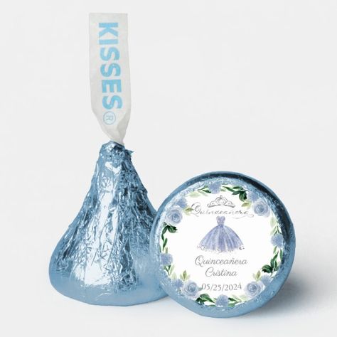 Create your own Hershey's Candy Favors | Zazzle Light Blue Quince Ideas, Quinceañera Treats, Quinceanera Light Blue, Bear Quince, Light Blue Quinceanera Theme, Light Blue Quinceanera Ideas, Baby Blue Quinceanera Theme, Quinceanera Ideas Themes Unique, Sweet 16 Cinderella Theme