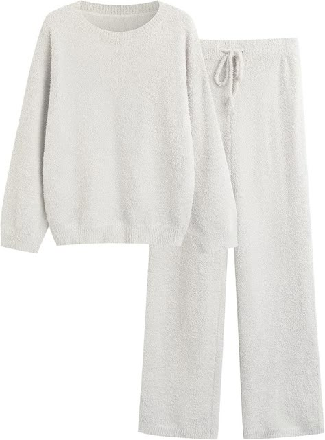 Koandaily Women's 2 Piece Fuzzy Fleece Pajama Set Long Sleeve Crew Neck Top Fluffy Pajama Pants Loungewear White S at Amazon Women’s Clothing store Fluffy Pajama Pants, Fluffy Pajamas, Lounge Sets For Women, Matching Lounge Set, Pajamas Long Sleeve, Pajama Set Long, Baby Is Coming, Lounge Clothes, Outfits Long Sleeve