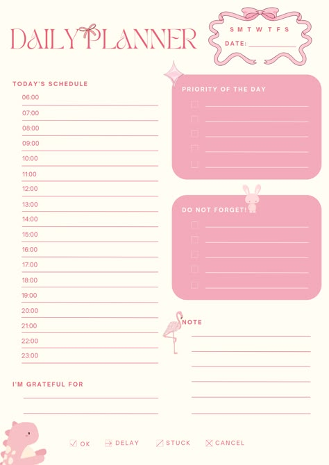 Free Digital Planner Templates Canva Daily Planner, Pink To Do List Template, To Do List Pink Aesthetic, Diy Schedule Planner, That Girl Planner, Daily Schedule Template Aesthetic, Notes Pink Aesthetic, Planner Organization Templates, Pink Schedule