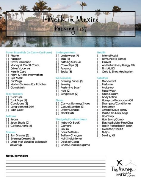 Mexico Packing List, Beach Vacation Packing, Beach Vacation Packing List, Vacation Checklist, Cancun Vacation, Cancun Trip, Packing List For Vacation, Vacation Packing, Travel Checklist