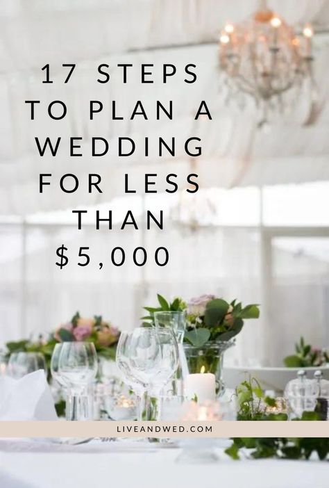 Most brides enter into wedding planning with the dream of a perfect, Pinterest-worthy event. But they may not realize just how quickly those costs can add up. According to The Knot, the average cost of a wedding in the United States is now nearly $30,000, and if you’re living in a major metropolitan area, that number can be even higher. So if you want a beautiful wedding without breaking the bank, here are 17 steps to plan a wedding for less than $5,000. Plan Wedding In 6 Months, 2024 Wedding Budget, Steps For Wedding Planning, Cost Efficient Wedding Ideas, Planning A Cheap Wedding, 10000 Wedding Budget Ideas, Wedding Planning In 6 Months, How Much Does A Wedding Cost, How To Budget A Wedding