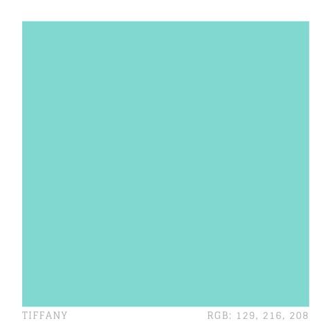 Tiffany robin egg blue (Pantone 1837) was introduced by the company in their first catalogue in 1837. Since that time, Tiffany blue has been used in all branding, advertising, and packaging. The colour is produced as a private custom colour by Pantone, the number being the year of Tiffany's foundation. As a trademarked colour, it is not publicly available. Hex: #81D8D0 CMYK: 40, 0, 4, 15. Tiffany colour brand illustration by Zena O’Connor. Blue Tiffany Aesthetic, Tiffany Color Wallpaper, Tiffany Blue Color Palette, Aqua Marine Color, Tiffany Blue Paint, Tiffany Blue Wallpapers, Tiffany Blue Background, Tiffany Color, Tiffany Blue Color