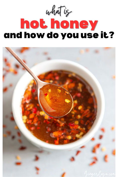 hot honey in a spoon and bowl Things To Put Hot Honey On, What To Put Hot Honey On, Hot Honey Uses, Hot Honey Recipe Ideas, Breakfast Pockets, Hot Honey Recipe, Breakfast Dessert Recipes, Honey Uses, Healthy Eating Inspiration