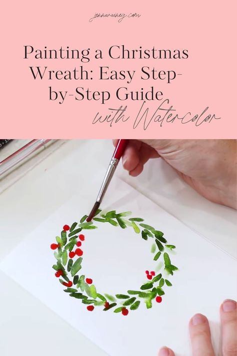 Learn how to create a beautiful watercolor Christmas wreath with this easy-to-follow guide. Whether you're a beginner or just looking for holiday inspiration, this tutorial has you covered. I'm sharing tips and techniques to bring your festive wreath to life and make your holiday decor extra special. Perfect for adding a personal touch to your Christmas cards or home decorations! Watercolor Tutorial Beginner, Painting Color Palette, Christmas Watercolors, Watercolor Christmas Wreath, Creative Painting Ideas, Homemade Watercolors, Watercolor Art For Beginners, Holiday Watercolor, Aquarelle Painting