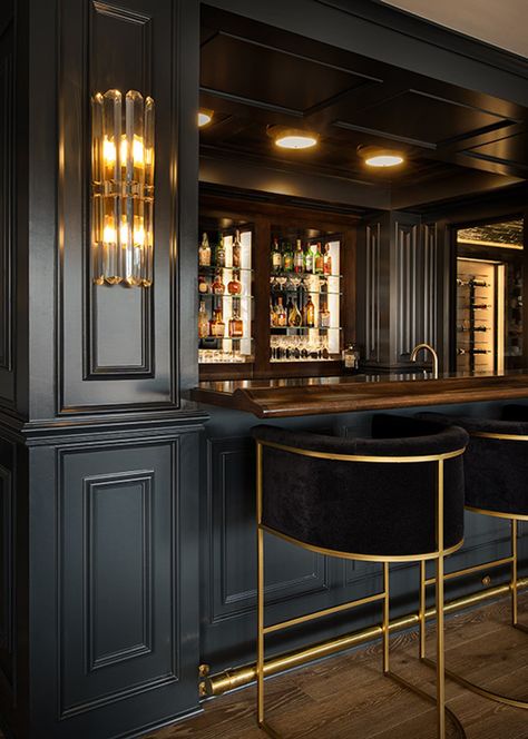 Photo 4 of 8 in Viridescent Speakeasy by Trove Homes - Dwell Home Bar 1920s, Speak Easy In Home, Swanky Home Bar, Speakeasy Restaurant Interiors, Speakeasy Bar Stools, Speakeasy Style Basement, Speakeasy Home Decor, Speakeasy In House, Classy Bar Aesthetic