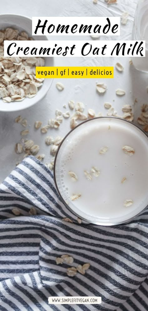 Oatmilk Recipe, Oak Milk Recipe, Best Oat Milk Recipe, Oatmilk Recipe How To Make, Homemade Coconut Milk, Creamy Oat Milk Recipe, Homemade Oat Milk, How To Make Oat Milk, Diy Oat Milk