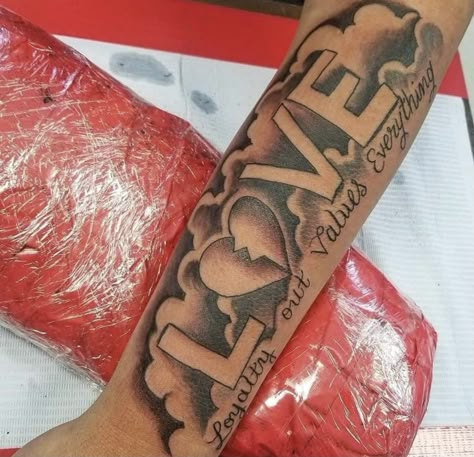 Hood Love Tattoos, Women Tattoo Quotes Ideas, Loyalty Out Values Everything Tattoo For Men, Loyalty Over Love Tattoo For Men, My Everything Tattoo, Hood Tattoos For Men Arm, Love Out Values Everything Tattoo, Loyalty Out Values Everything Tattoo, Tattoos For Forearm