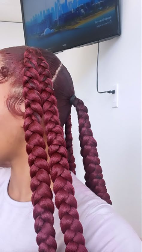 #follow #hairstyles #hairgoals #hair #redhair #beautyblog #braids #blogging #blog #blogger Red Jayda Wayda Braids, Bow Braided Hairstyles, Jayda Wayda Braids With Curls, Hairstyles To Do With Weave, 4 Parts With 2 Braids In Each, Hair Braider Aesthetic, Hair Styles With Braiding Hair, Jadya Wayda Braids, Cute Braiding Hairstyles