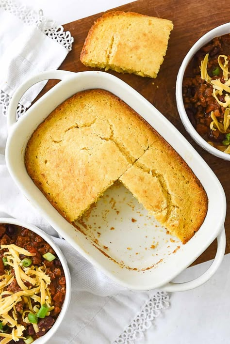 When you only have a few people to feed, this tender and delicious, slightly sweet, small batch cornbread is perfect. Add it to any meal! Cornbread For Two, Small Batch Cornbread, Sweet Cornbread Muffins, Leftover Cornbread, Batch Baking, Meals For 1, Small Batch Cooking, Food For Two, Gluten Free Cornbread