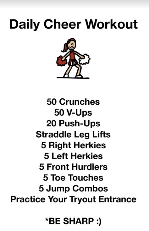 Cheer Food Diet, Exercise For Cheerleaders, Dcc Cheerleaders Workout, All Star Cheer Workouts, How To Ace Cheer Tryouts, Cheer Team Traditions, Cheer Hairstyles Practice, How To Get More Flexible For Cheer, How To Base In Cheer