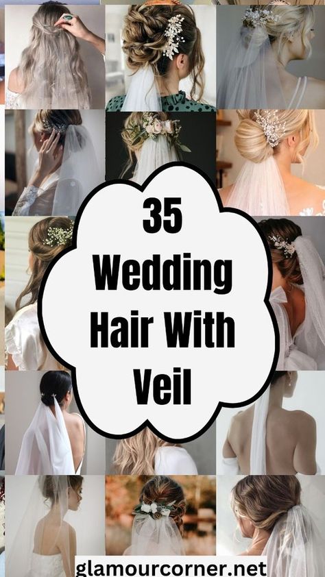 Discover the most enchanting wedding hair with veil styles to make your big day unforgettable! From classic updos to romantic loose waves, these bridal hair ideas will perfectly complement your veil and add a touch of elegance to your look. Explore these stunning wedding hairstyles for a picture-perfect finish. Bridal Hair With Comb And Veil, Veil With Side Swept Hair, Wedding Day Hairstyles With Veil, Wedding Hair For Heart Shaped Face, Bridal Hair Pieces With Veil Updo, 40s Bridal Hair, Up Do Wedding Hairstyles With Veil, Hairstyles For Long Veil, Wedding Hair Ideas With Veil