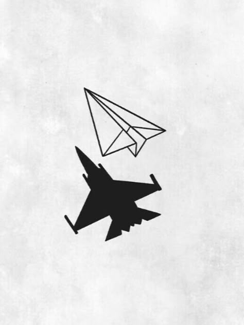 Mindset Tattoo Ideas, Fighter Jet Tattoo, Mindset Tattoo, Paper Plane Logo, Aircraft Tattoo, Paper Airplane Tattoo, Aircraft Drawing, 99 Tattoo, Air Force Tattoo