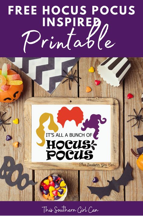 Hocus Pocus printable Halloween Printables Free Hocus Pocus, Hocus Pocus Everybody Focus Door, Hocus Pocus Food Labels, Free Hocus Pocus Printables, Hocus Pocus Printable Free, Hocus Pocus Template, Hocus Pocus Printable, Hocus Pocus Diy, Hocus Pocus Watch Party