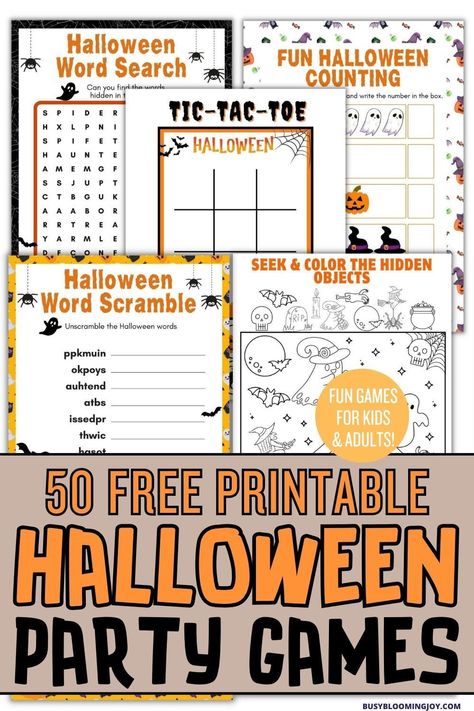 Fun Halloween party games & activities with free printables. Loads of free Halloween printables to choose from for toddlers & young kids plus free printable Halloween games for adults too, inc Halloween baby shower games. Halloween bingo & memory match printables, coloring pages, free printable templates for puppets, cute masks + Halloween decor, banner, tags. Best Halloween printable free templates for fun Halloween party activities. Halloween party games printables, kids & toddler activities. Free Printable Halloween Bingo Game, Halloween Party Games For Classroom, Fun Halloween Activities For School, Classroom Halloween Games 3rd Grade, Halloween Activity Printables Free, Halloween Games Adults Activities, Halloween Games Free Printable, Easy Halloween Games For Preschoolers, Games For Kids Halloween Party