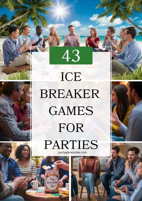 43 Hilarious Ice Breaker Games For Parties - Fun Party Games Ideas for Adults and Kids Outdoor Party Activities For Adults, Get To Know You Party Games, Social Mixer Ideas, Adult Ice Breaker Games, Adult Ice Breakers, Group Ice Breaker Games, Mixer Games, Ice Breaker Games For Adults, Games Ideas For Adults