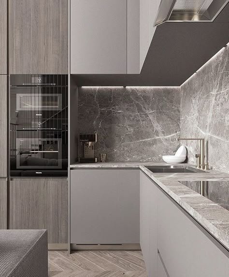 Серая Кухня, Kabinet Dapur, Grey Kitchens, Kitchen Marble, Kitchen Room Design, Kitchen Furniture Design, Grey Kitchen, Trendy Kitchen, Kitchen Cabinet Design