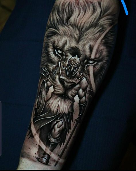 Half Sleeve Lower Arm, Lion Tattoo Half Sleeve, Lion Arm Tattoo, Tattoo Half Sleeve, Lion Forearm Tattoos, Arm Tattoos For Guys Forearm, Warrior Tattoo Sleeve, Tiger Tattoo Sleeve, Gladiator Tattoo