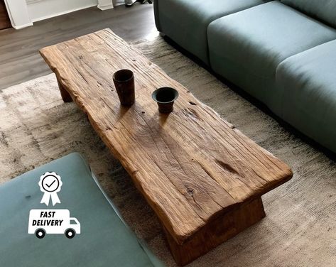 Rustic Handmade Solid Wood Sleeper Coffee Table Xtra Large Xtra Wide Version - Etsy Coffee Table Live Edge, River Design, Oak Bench, Live Edge Furniture, Low Coffee Table, Live Edge Coffee Table, Unique Coffee Table, Large Coffee Tables, Furniture Vintage