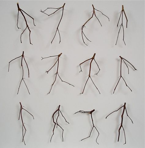 Artist Chris Kenny uses bits of twig from tree branches to make these interesting found art pieces that exploit the human tenden Twig Crafts, Twig Art, Farm School, Dancing Figures, Branch Art, Stick Art, Colossal Art, Found Art, Abstract Portrait