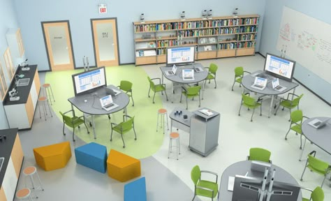 #STEM Lab by Paragoninc.com #21stcenturyclassroom Stem Lab Design, 21st Century Classroom Design, Computer Lab Design, Stem Room, Elementary Computer Lab, Innovative Classroom, Computer Lab Classroom, Steam Lab, Classroom Interior